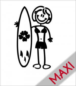 Mamma con surf - Maxi Adesivi Famiglia per camper