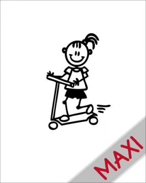 Bambina sul monopattino - Maxi Adesivi Famiglia per Camper