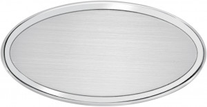 AO - Targa da porta ovale alluminio satinato bordo lucido 