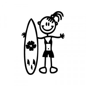 Bambina con surf - Adesivi Famiglia