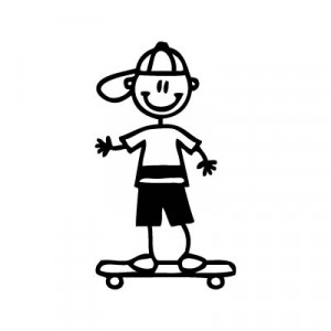 Bambino su skateboard - Adesivi Famiglia