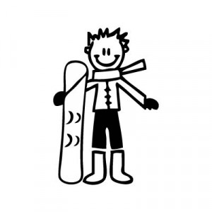 Bambino con lo snowboard