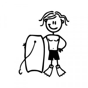 Bambino con tavola da bodyboard