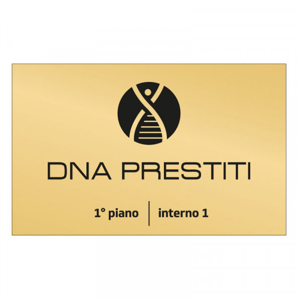 Targa in ottone inciso "DNA Prestiti"