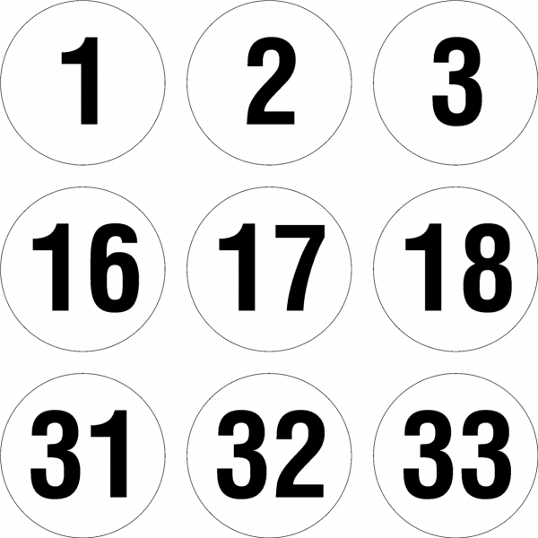 Bollini circolari con numerazione progressiva (diam. 50 mm